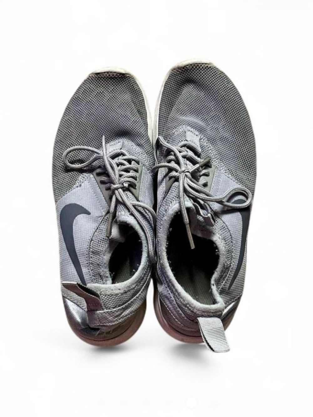 Nike Gray Mesh Trainers with Dark Swoosh